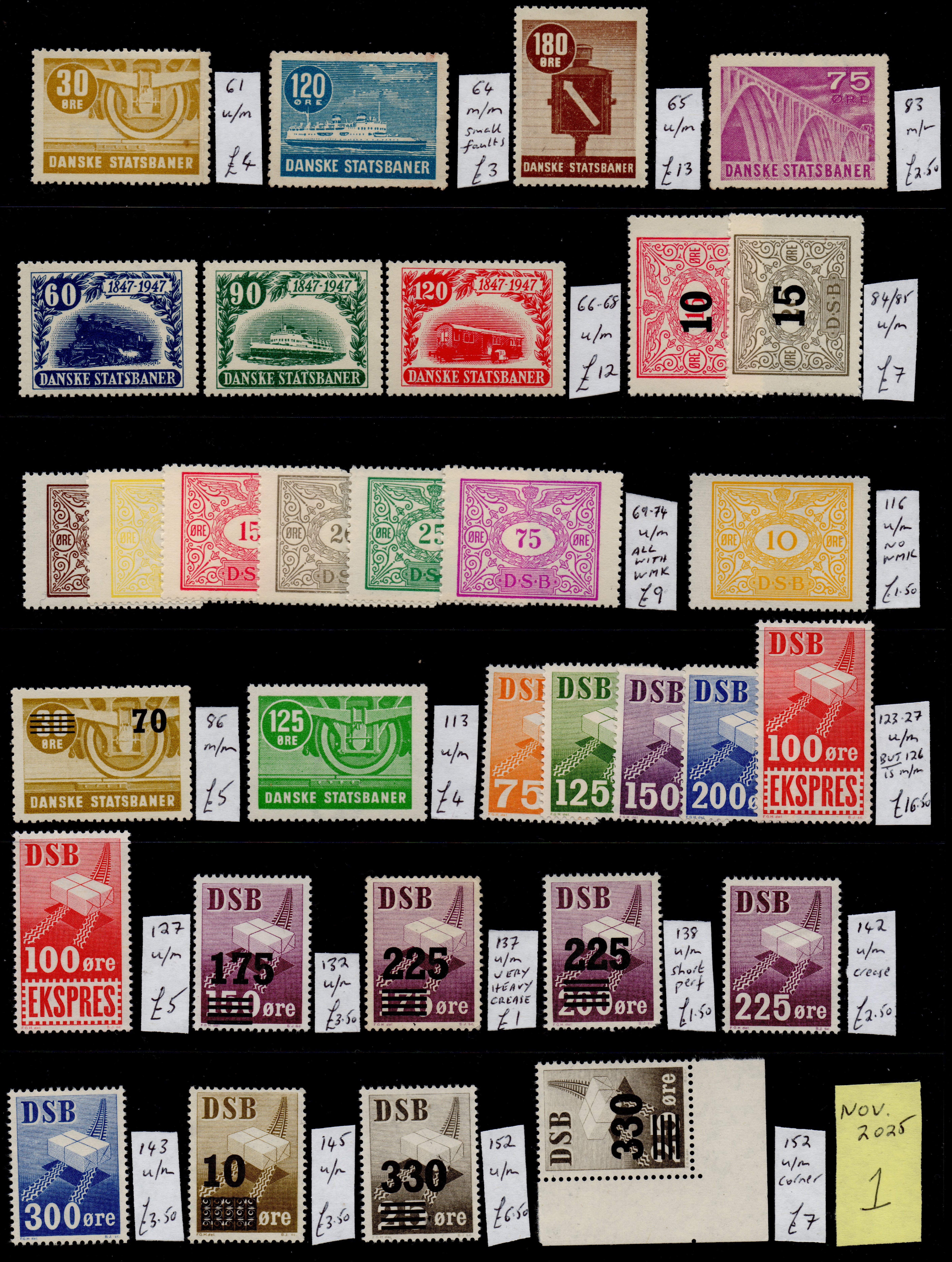 Denmark Danish Railway Parcel Stamps - DSB